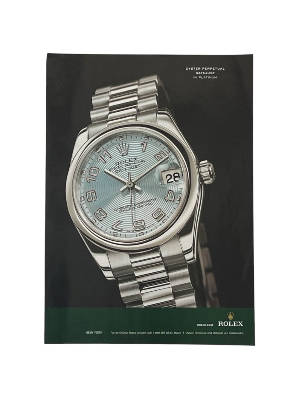 Rolex Datejust Platinum Watch Ad PRINT AD Oyster Perpetual